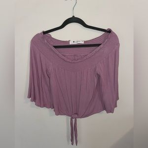 Impeccable Pig Pink Off the Shoulder Tie Top